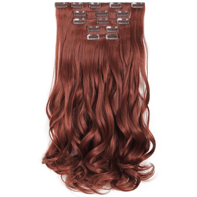 HSPJHTM Auburn Hair Extension Clip Hair Extentions for Women Halloween 18 Synthetic 5PCS Long Wavy Natural Thick Hair Pieces Full Head